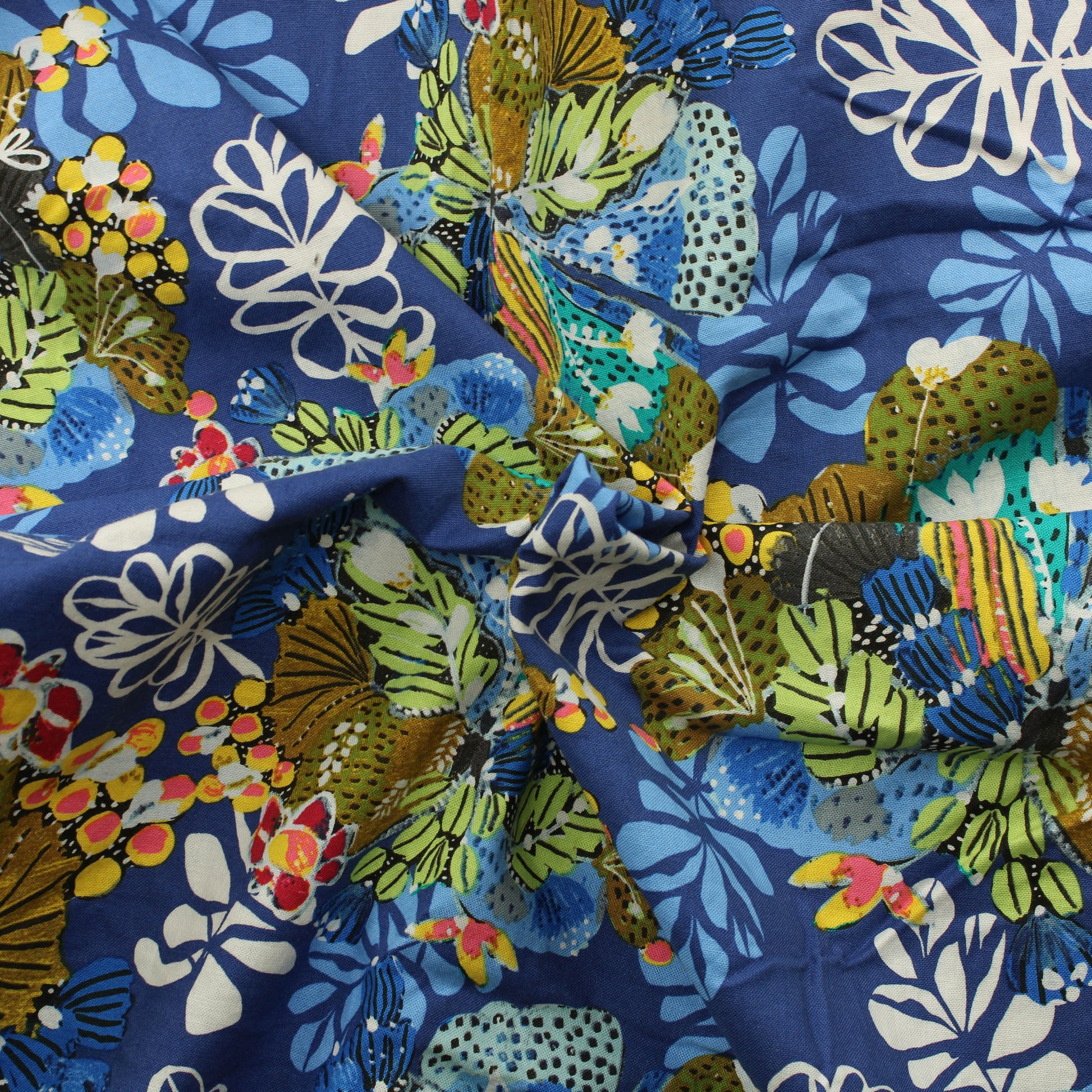 Sinisävyinen Kukka Puuvilla - Pala