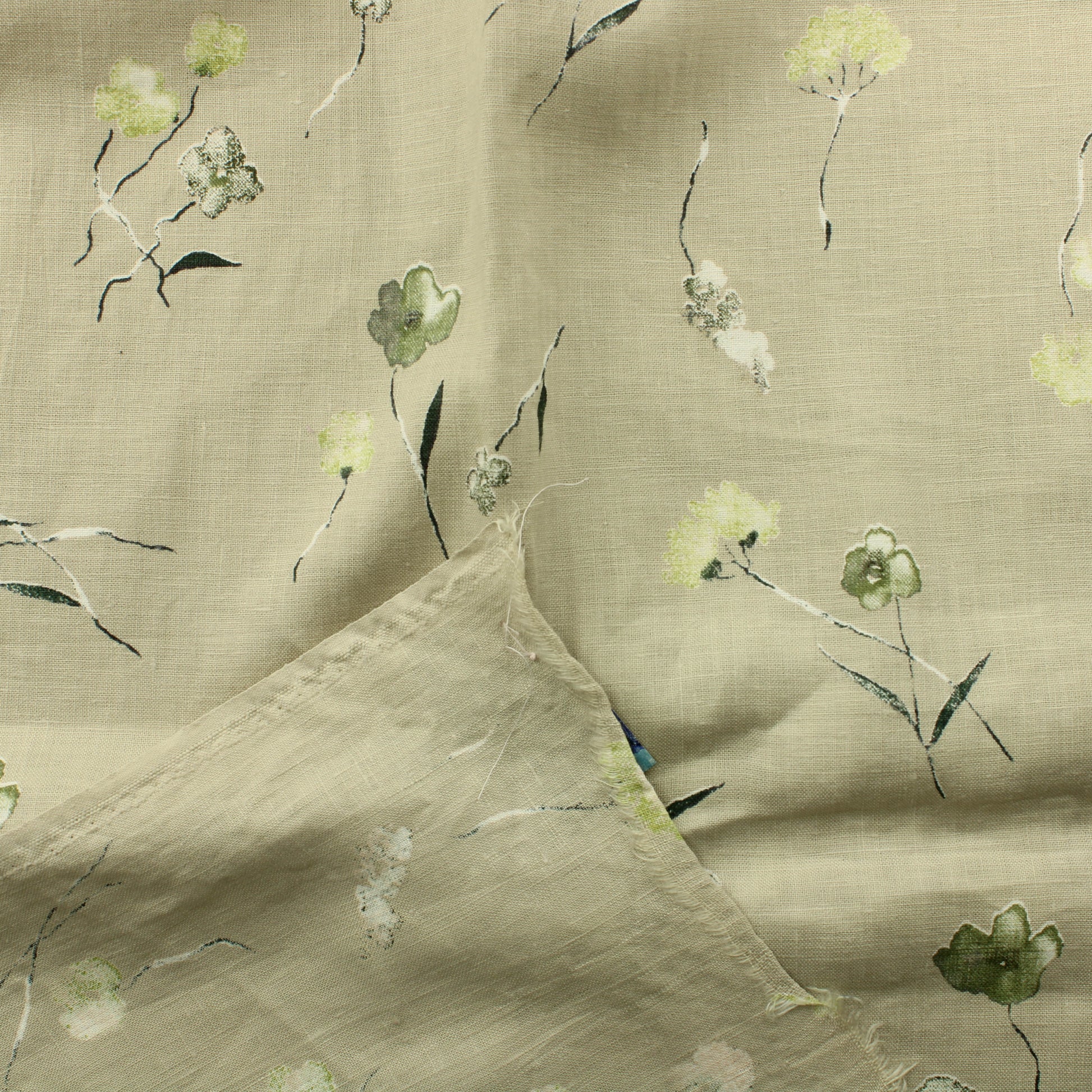 Kukkakuvioinen Puuvillapellavasekoite - Pala