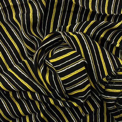 Mustapohjainen pystyraitainen Vaatetuskangas - Pala