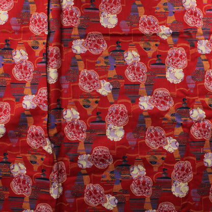 Punapohjainen kuviollinen Puuvillasekoite tvilli - Pala