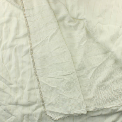 Luonnonvalkoinen kultaraitainen rypytetty Viskoosi - Pala