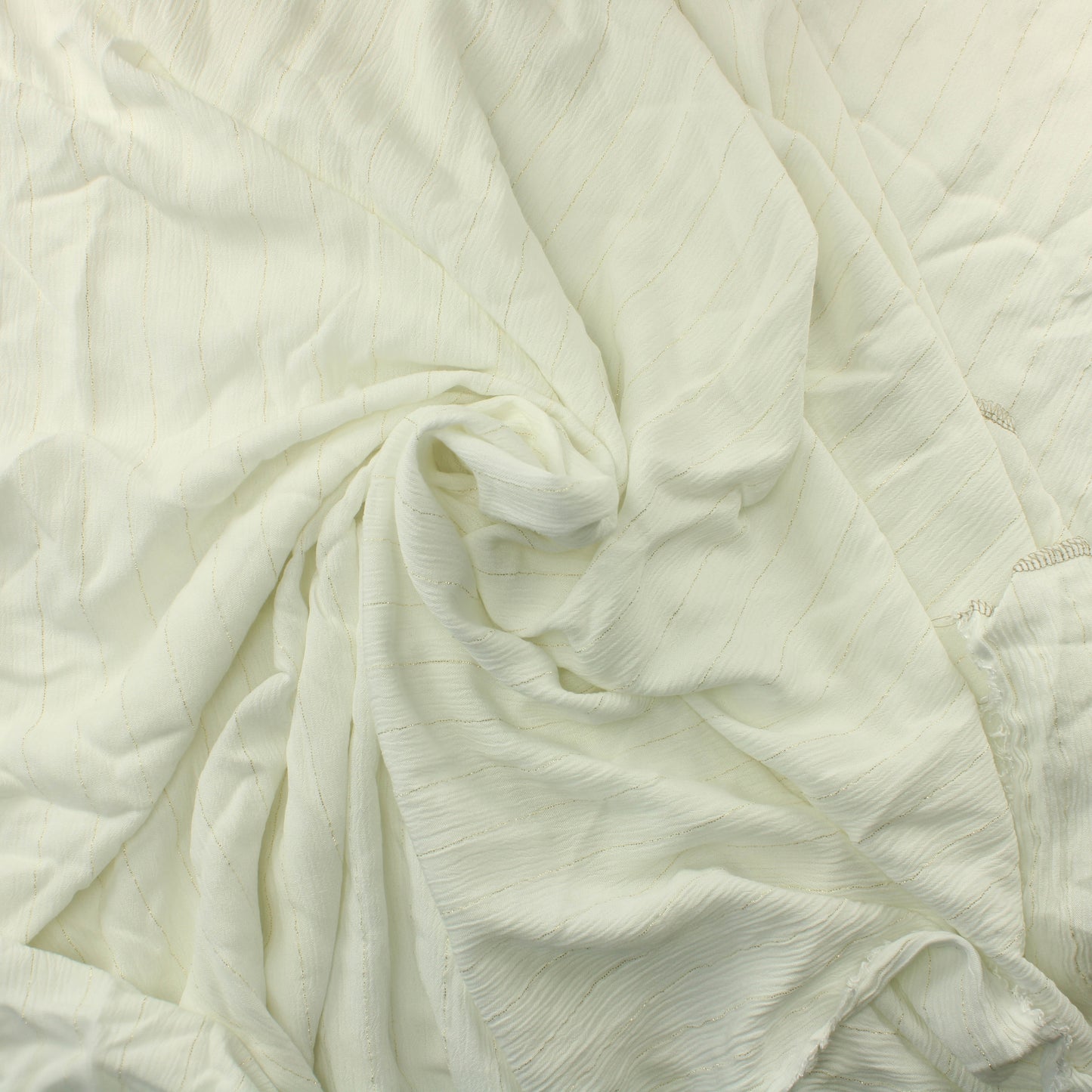 Luonnonvalkoinen kultaraitainen rypytetty Viskoosi - Pala