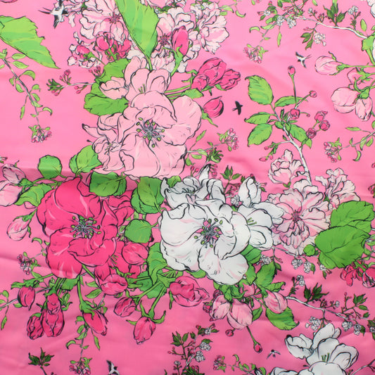 Nuppu Print Pilvipuutarha Pinkki Lycra - Pala