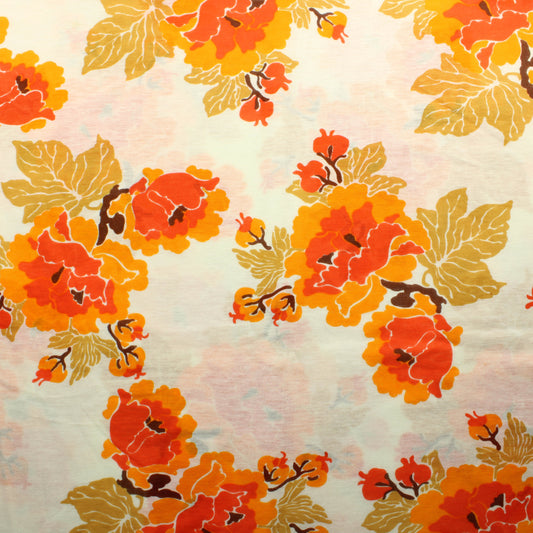 Oranssit kukat ohut tekokuituinen neulos - Pala