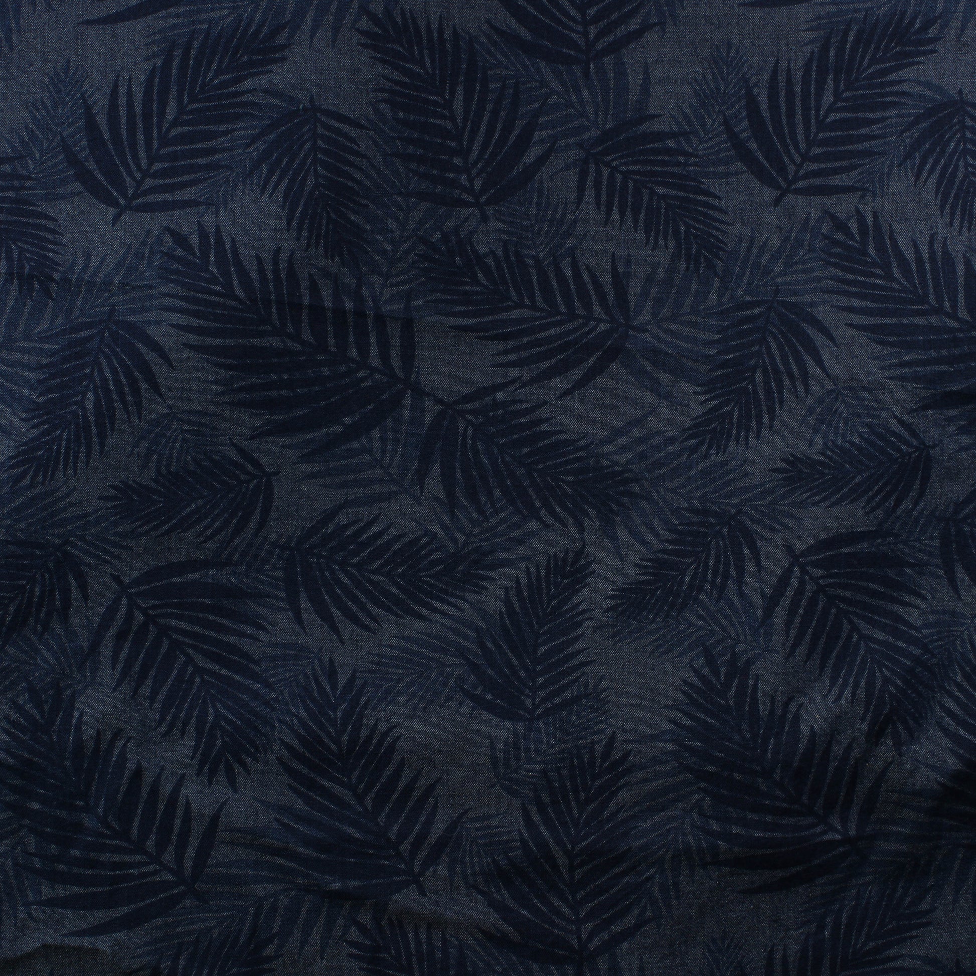 Palmunlehvä kuvioinen Farkkukangas - Pala