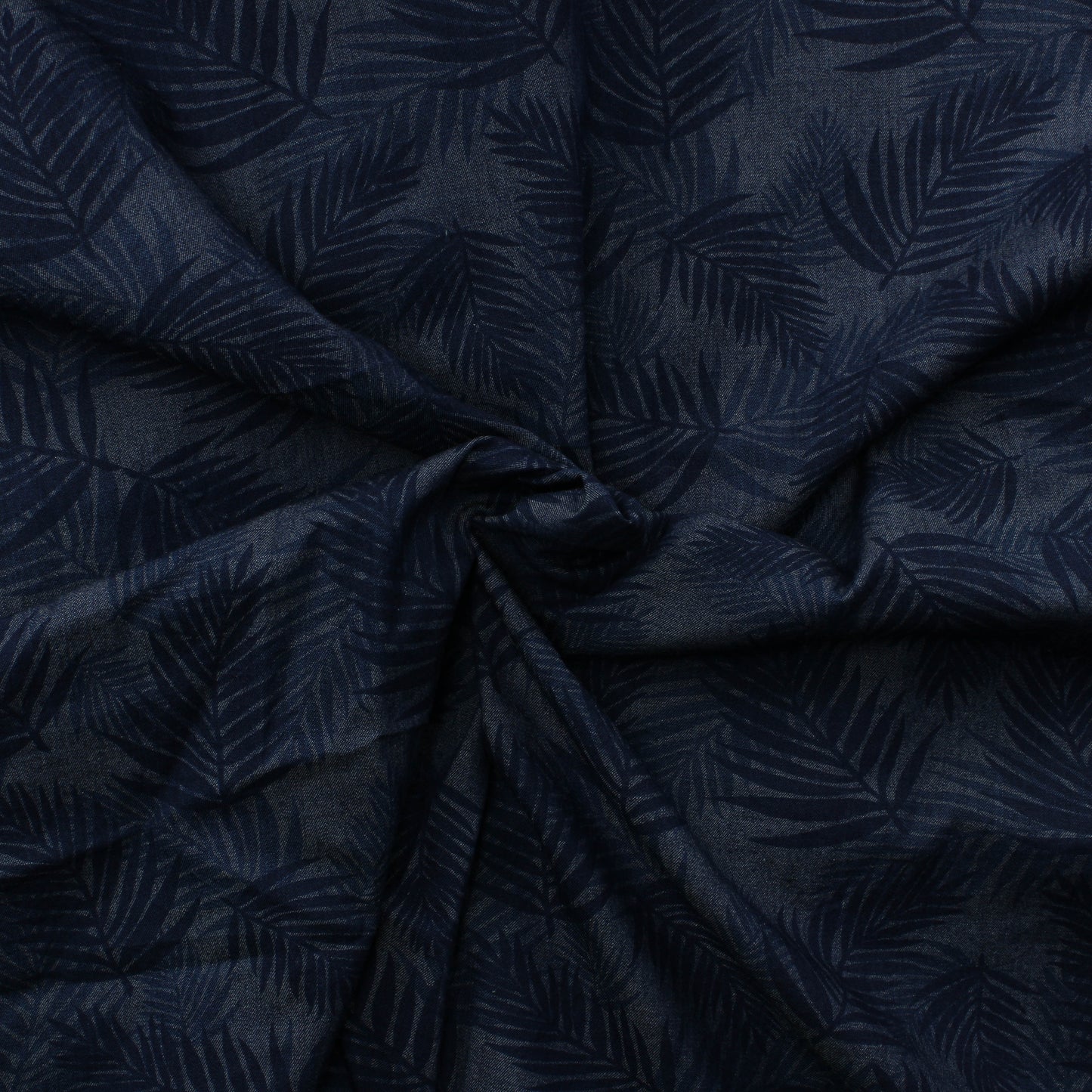 Palmunlehvä kuvioinen Farkkukangas - Pala