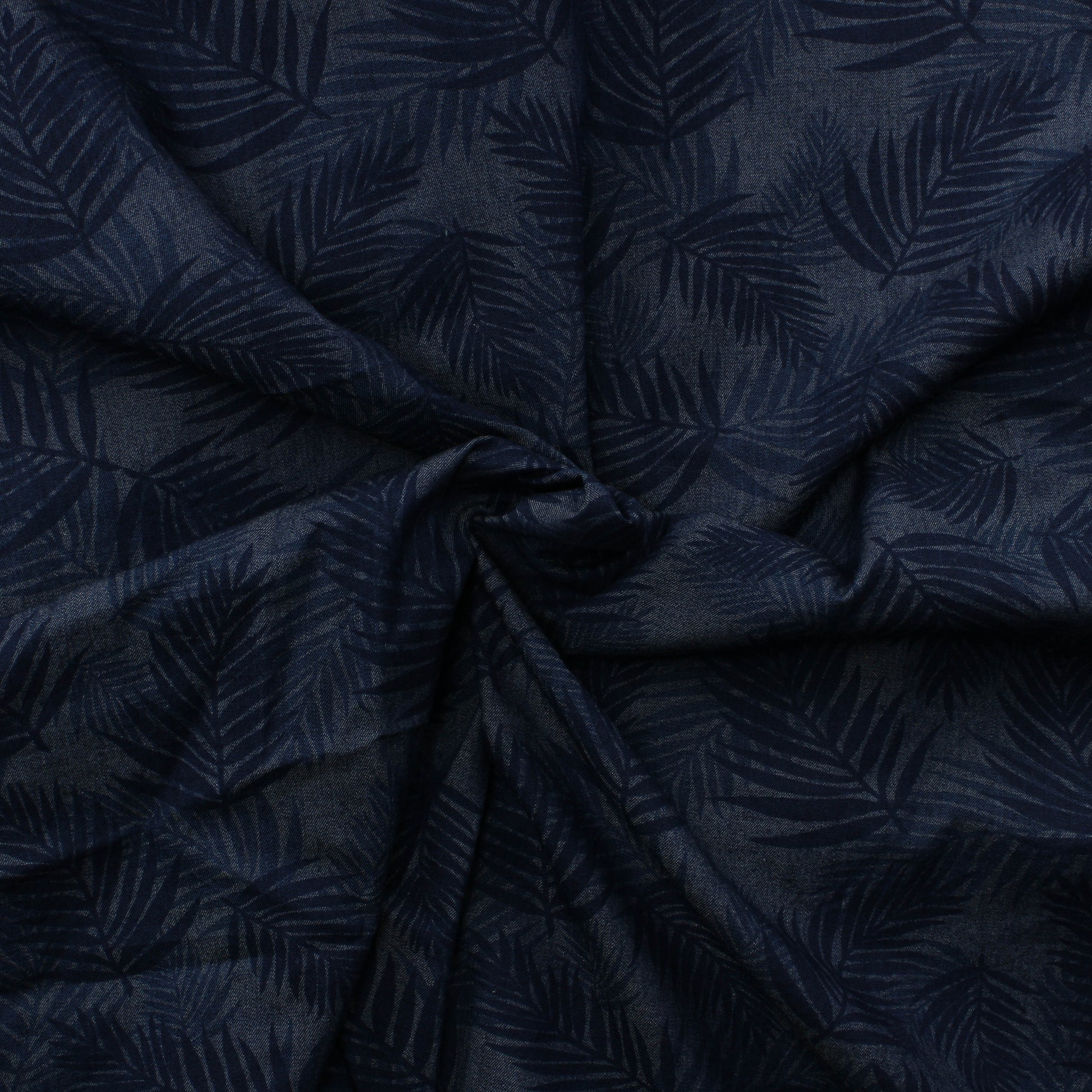 Palmunlehvä kuvioinen Farkkukangas - Pala