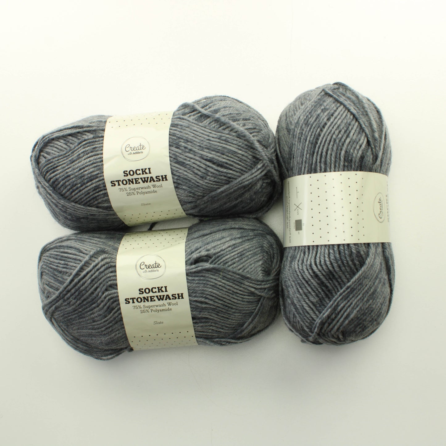 Create with Adlibris Socki Stonewash - Slate Lankapussi  365 (300g)