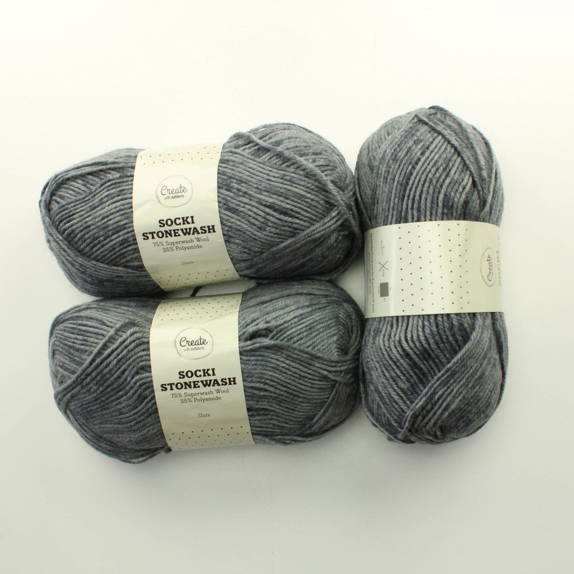 Create with Adlibris Socki Stonewash - Slate Lankapussi  365 (300g)
