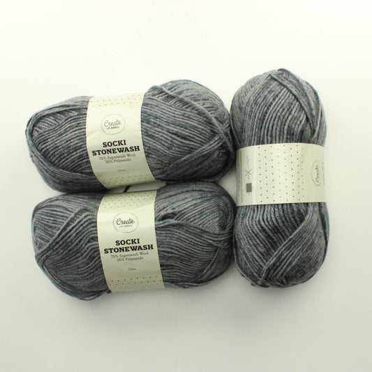Create with Adlibris Socki Stonewash - Slate Lankapussi  365 (300g)