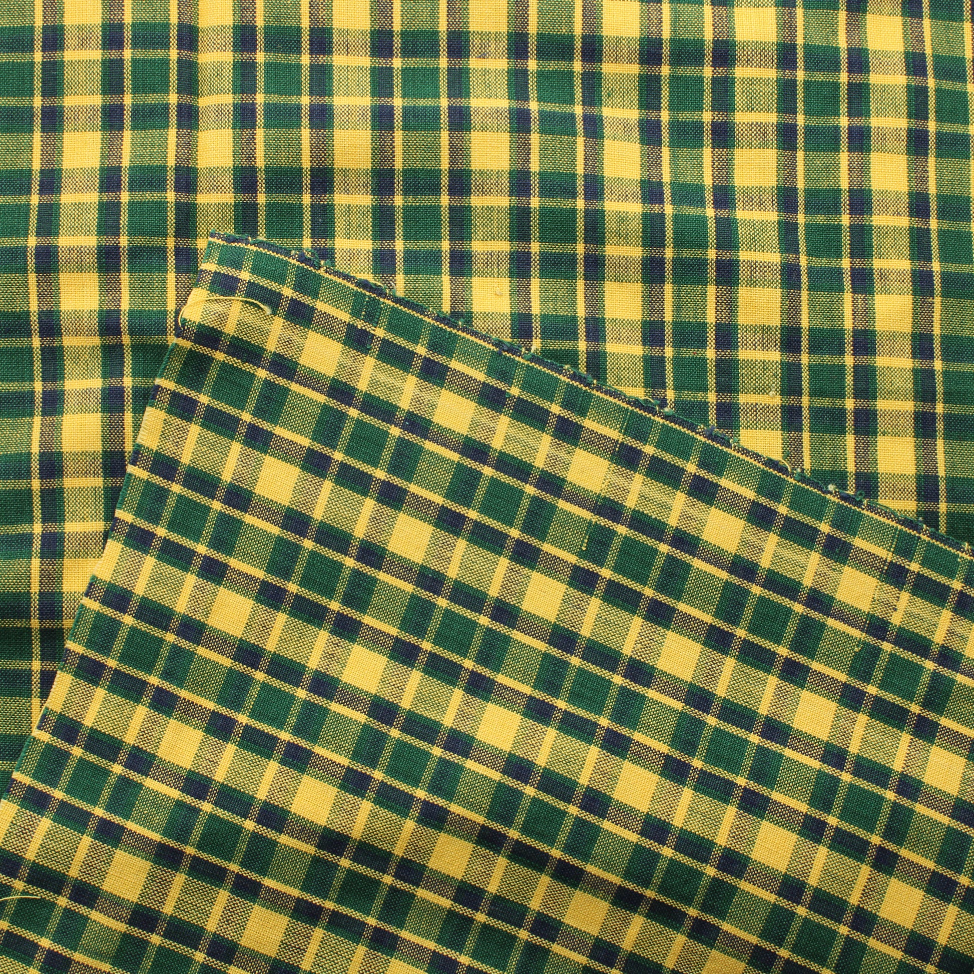 Keltasininen ruudullinen Paksu Puuvilla - Pala