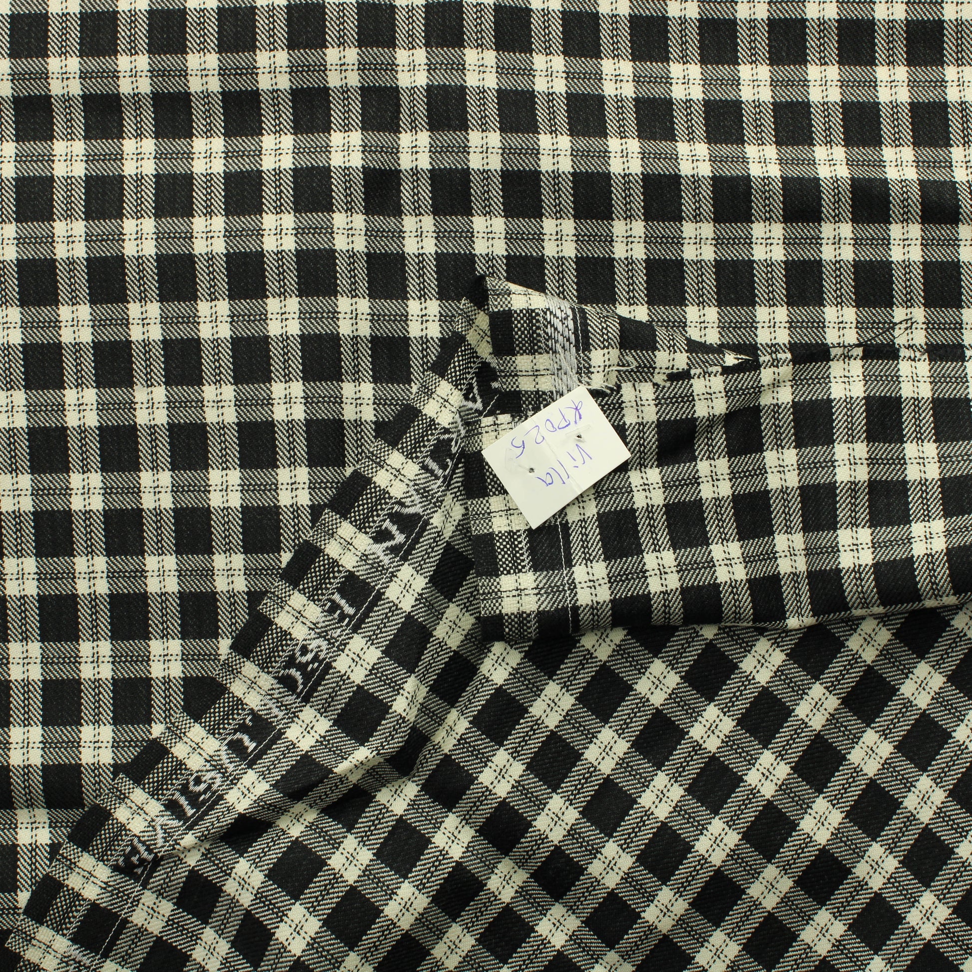 Mustavalkoinen ruudullinen Villakangas - Pala