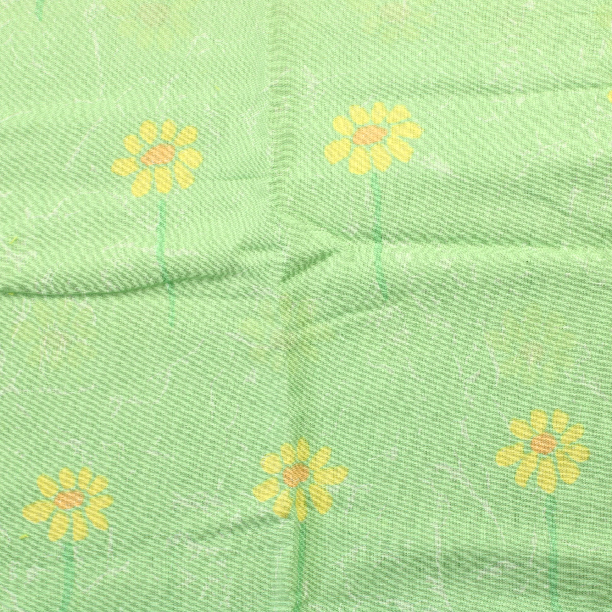 Vihreä Keltakukkainen Ohut Puuvilla - Pala