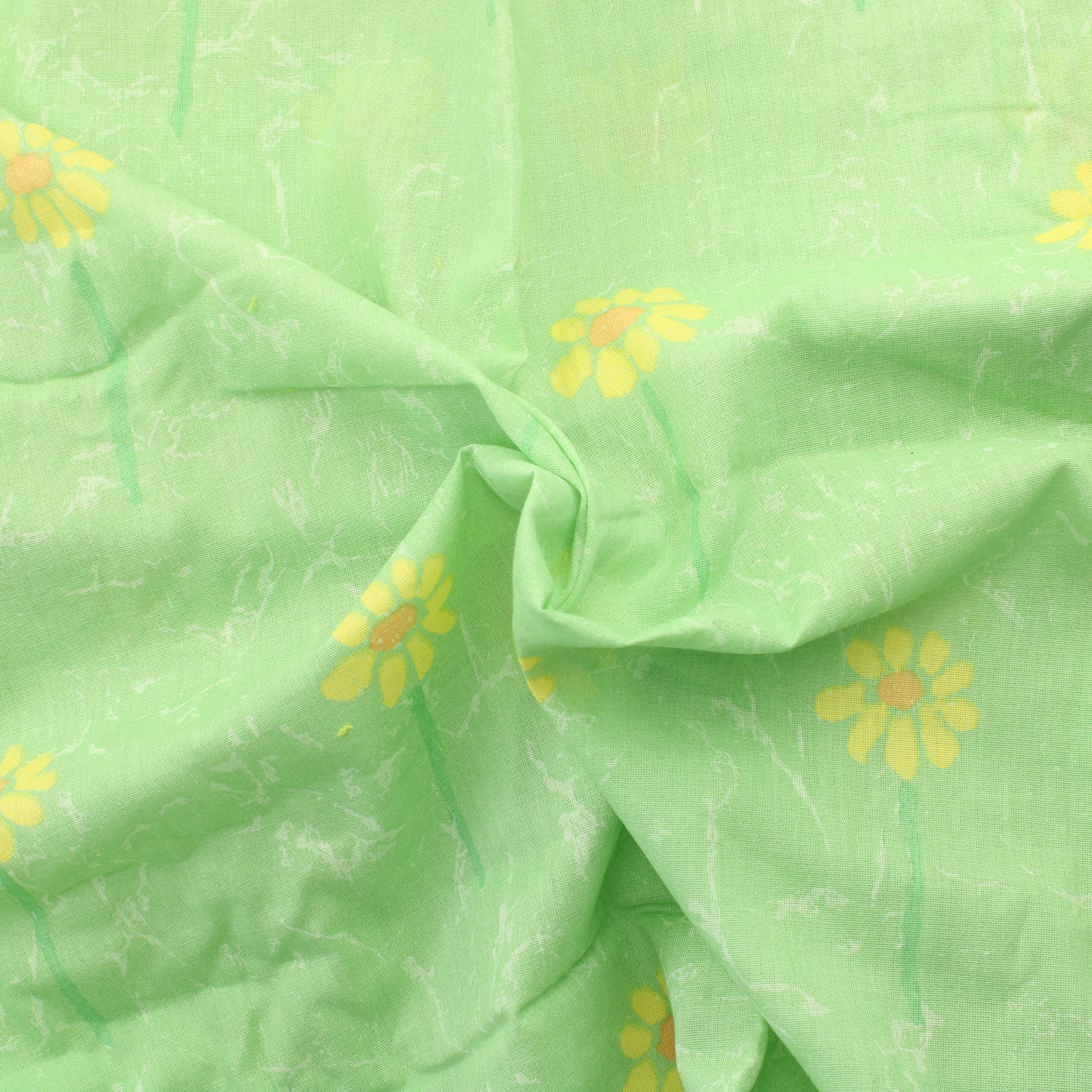 Vihreä Keltakukkainen Ohut Puuvilla - Pala