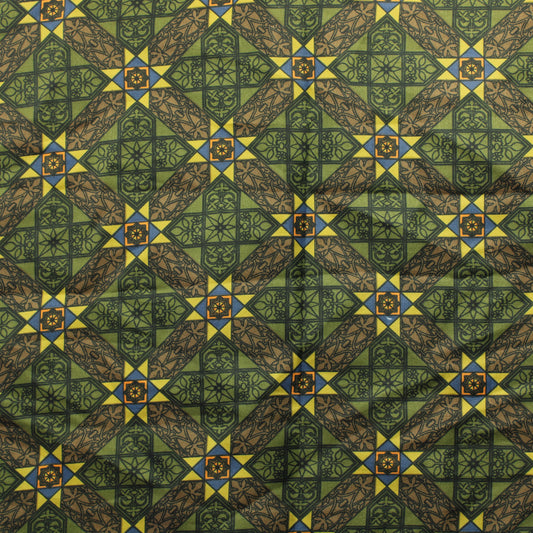 Vihreänsävyinen kuviollinen Vuorikangas - Pala