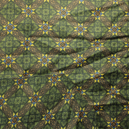 Vihreänsävyinen kuviollinen Vuorikangas - Pala