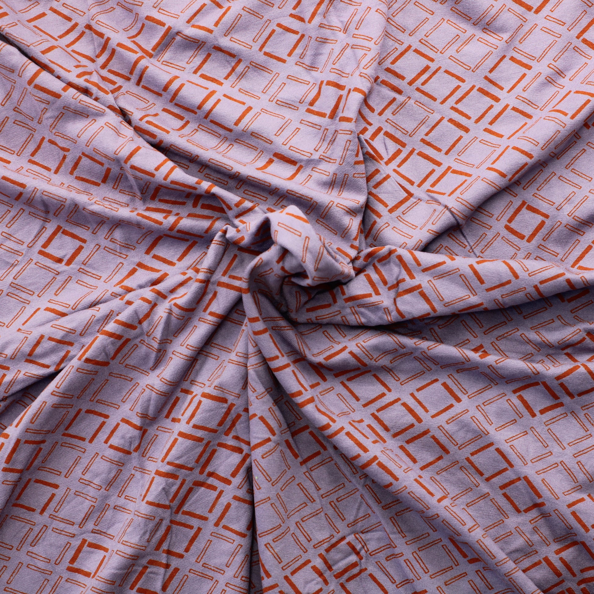 Violetti oranssikuvioinen Ohut Trikoo - Pala