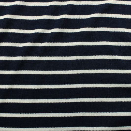 Sinivalkoinen raidallinen Interlock neulos - Pala