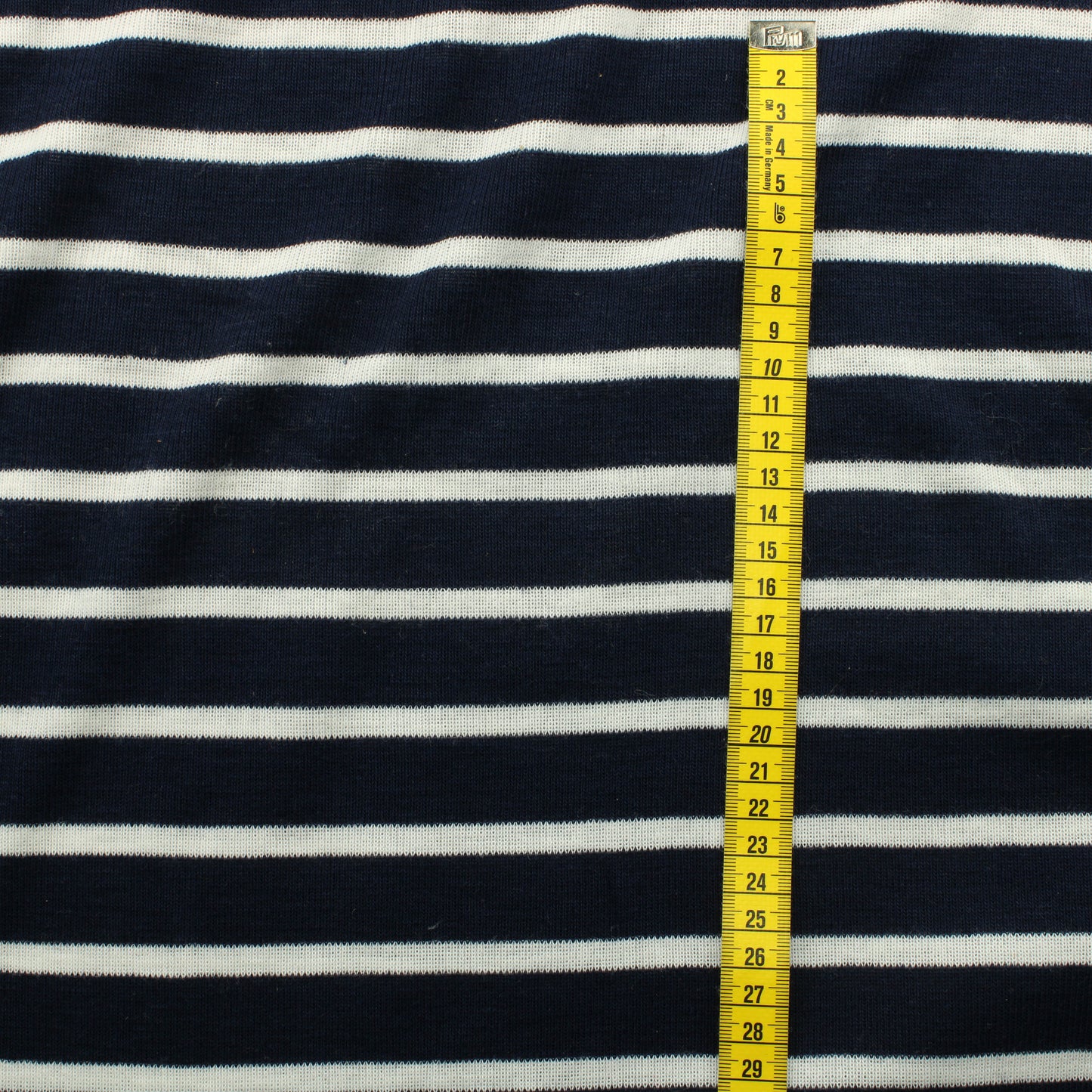 Sinivalkoinen raidallinen Interlock neulos - Pala