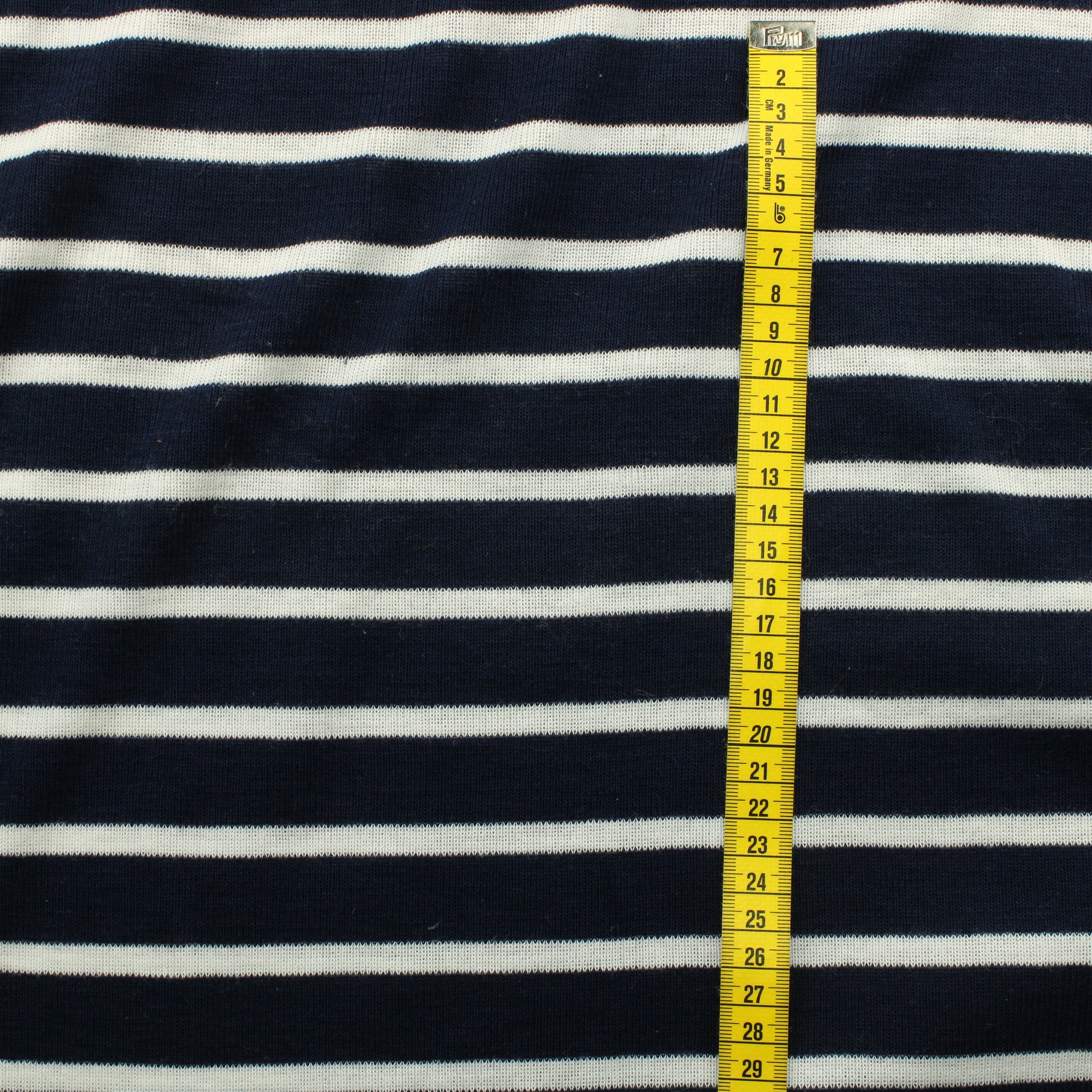 Sinivalkoinen raidallinen Interlock neulos - Pala