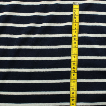 Sinivalkoinen raidallinen Interlock neulos - Pala