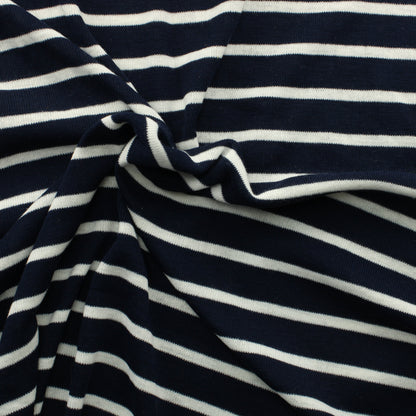 Sinivalkoinen raidallinen Interlock neulos - Pala