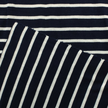 Sinivalkoinen raidallinen Interlock neulos - Pala