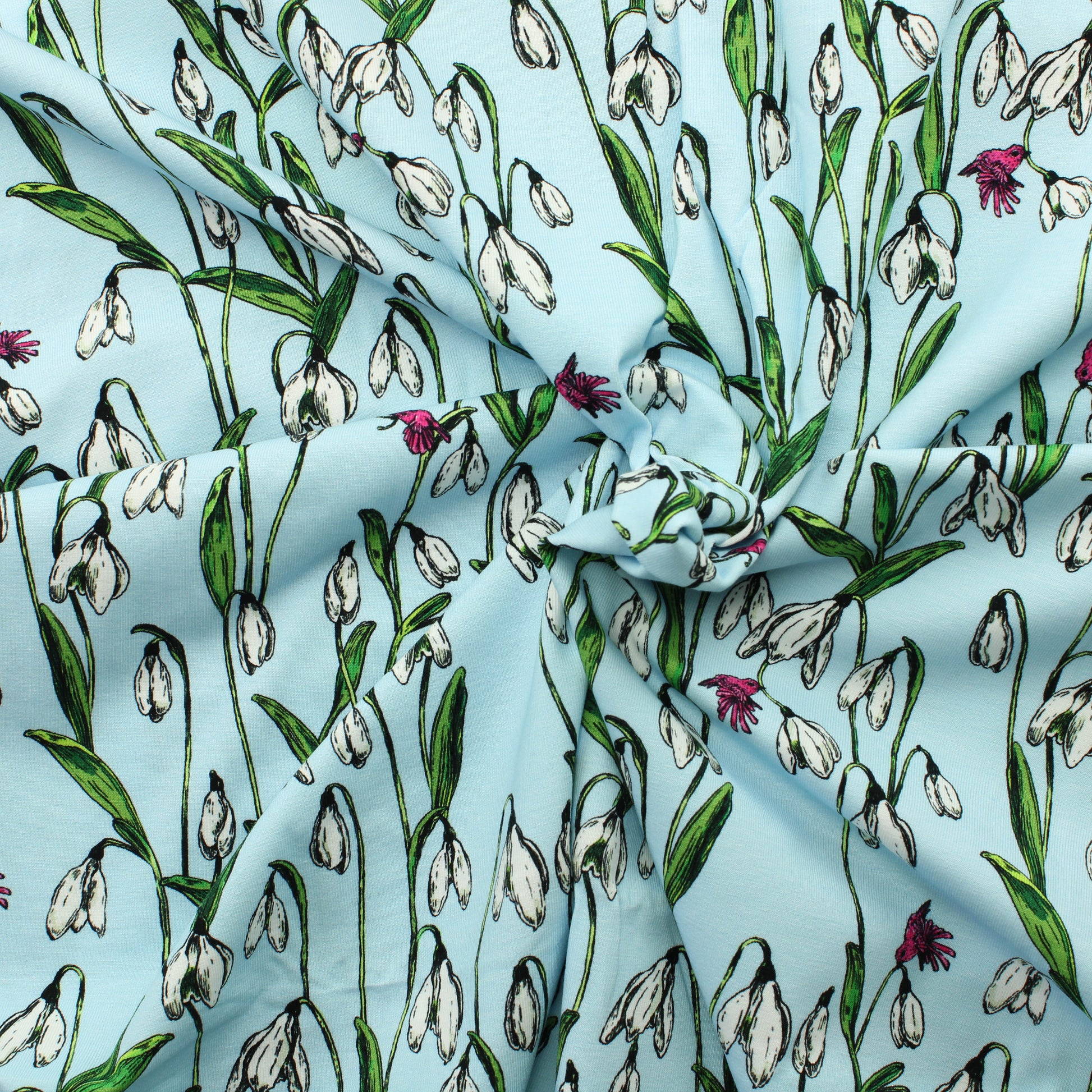 Nuppu Print Lumikello Vaaleasininen Trikoo - Pala