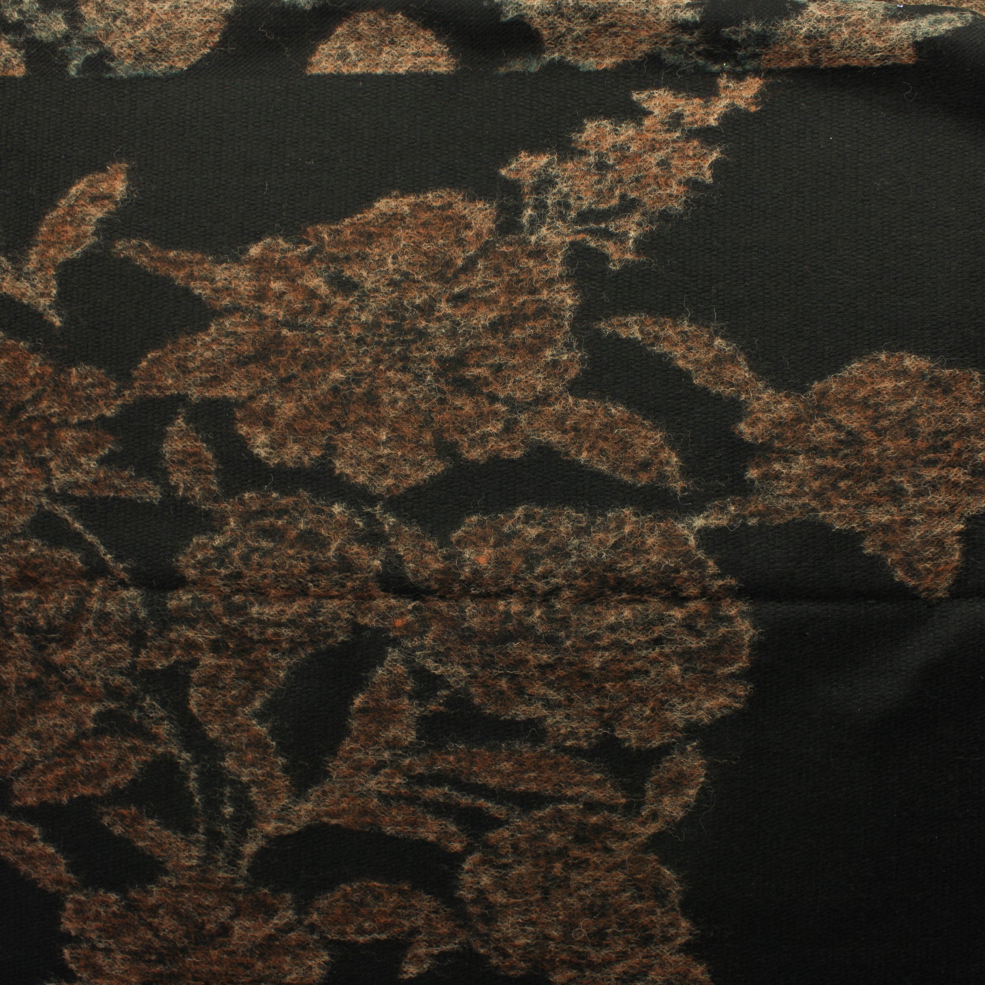 Musta Ruskeakukkainen Villasekoitekangas - Pala