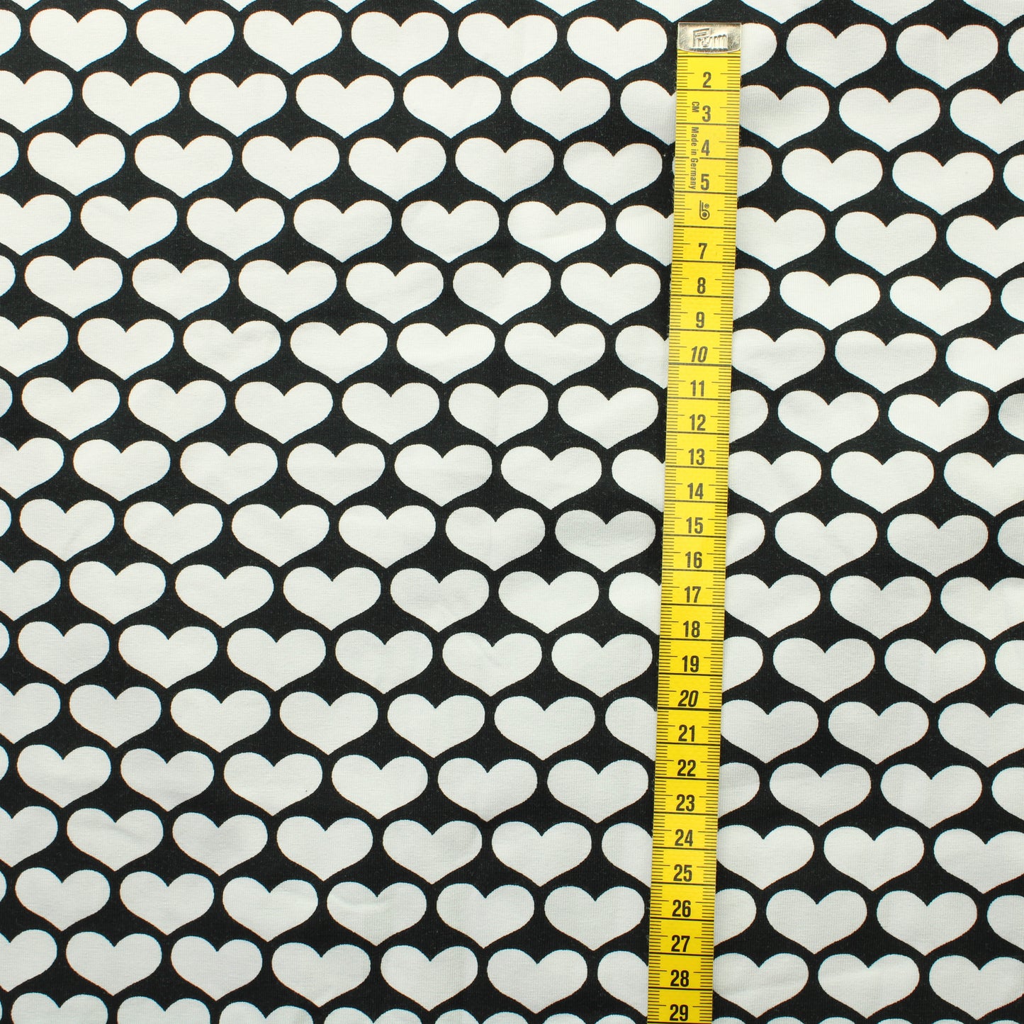 Mustavalkoinen Sydän Trikoo 145cm - Pala
