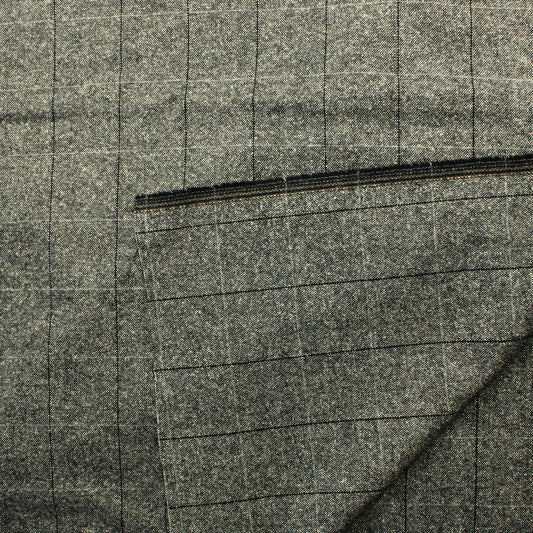 Mustavalkoinen Raidallinen/Ruudullinen Villakangas - Pala