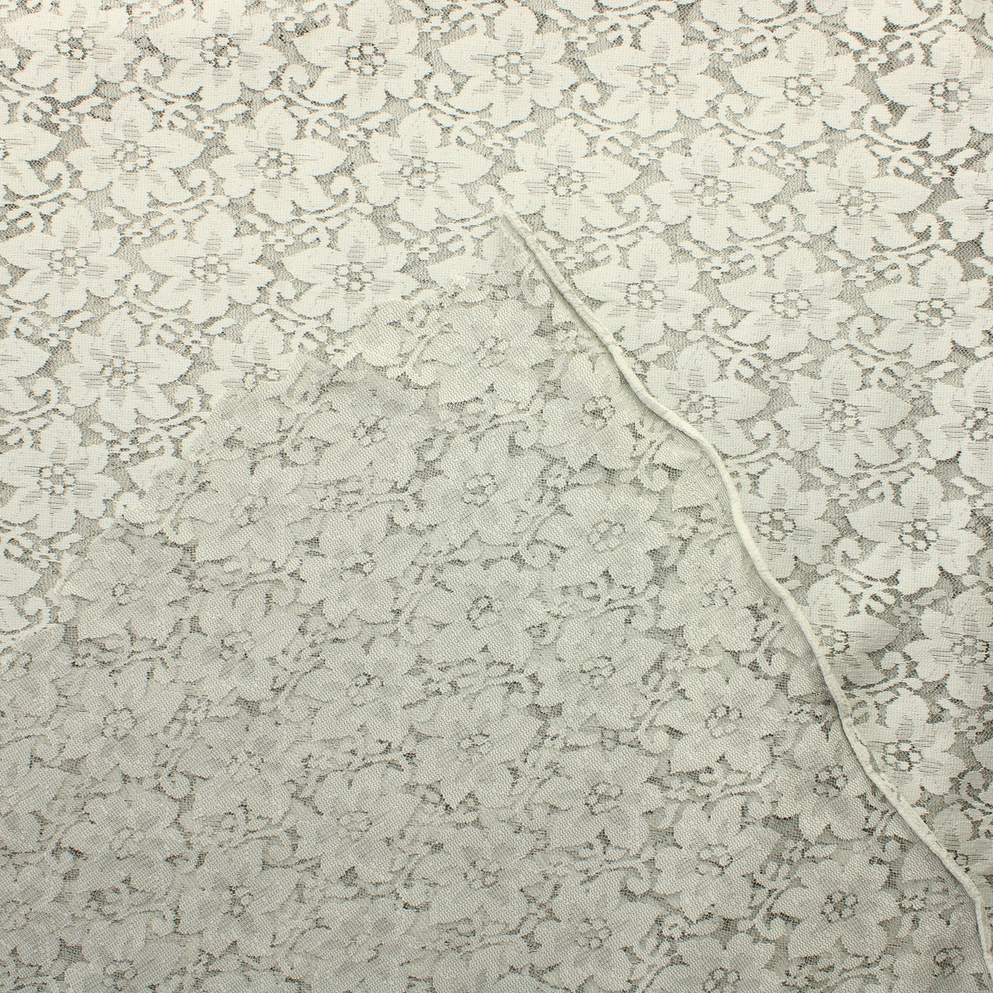 Vaaleanharmaa Kukkakuvioinen Joustava Pitsikangas - Pala