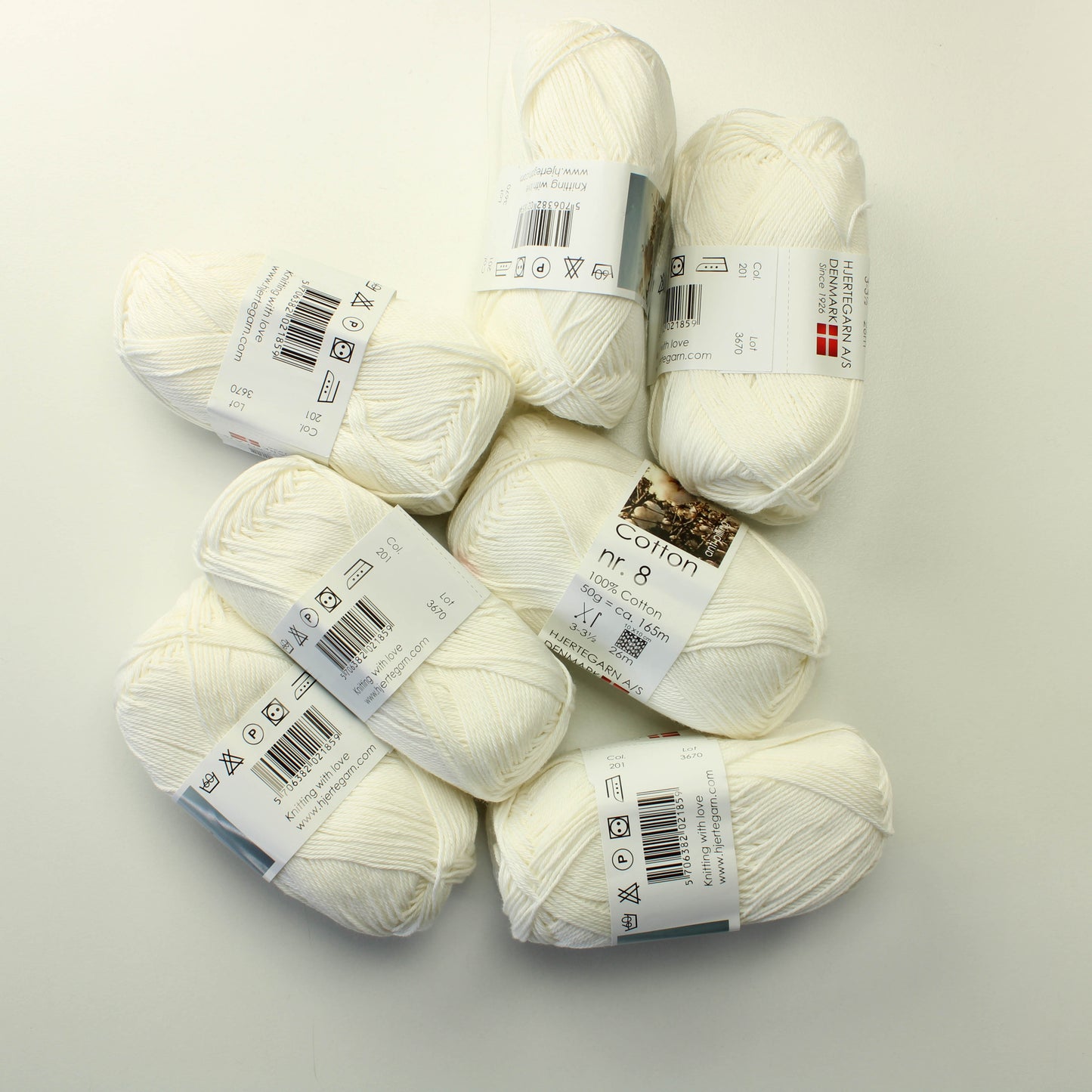 Hjertegarn Cotton nr. 8 - 201 Lankapussi (350g)