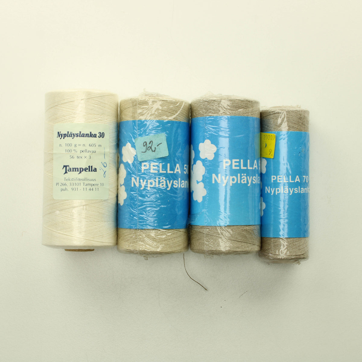 Pellavaisia nypläyslankoja - Lankapussi 100 (400g)