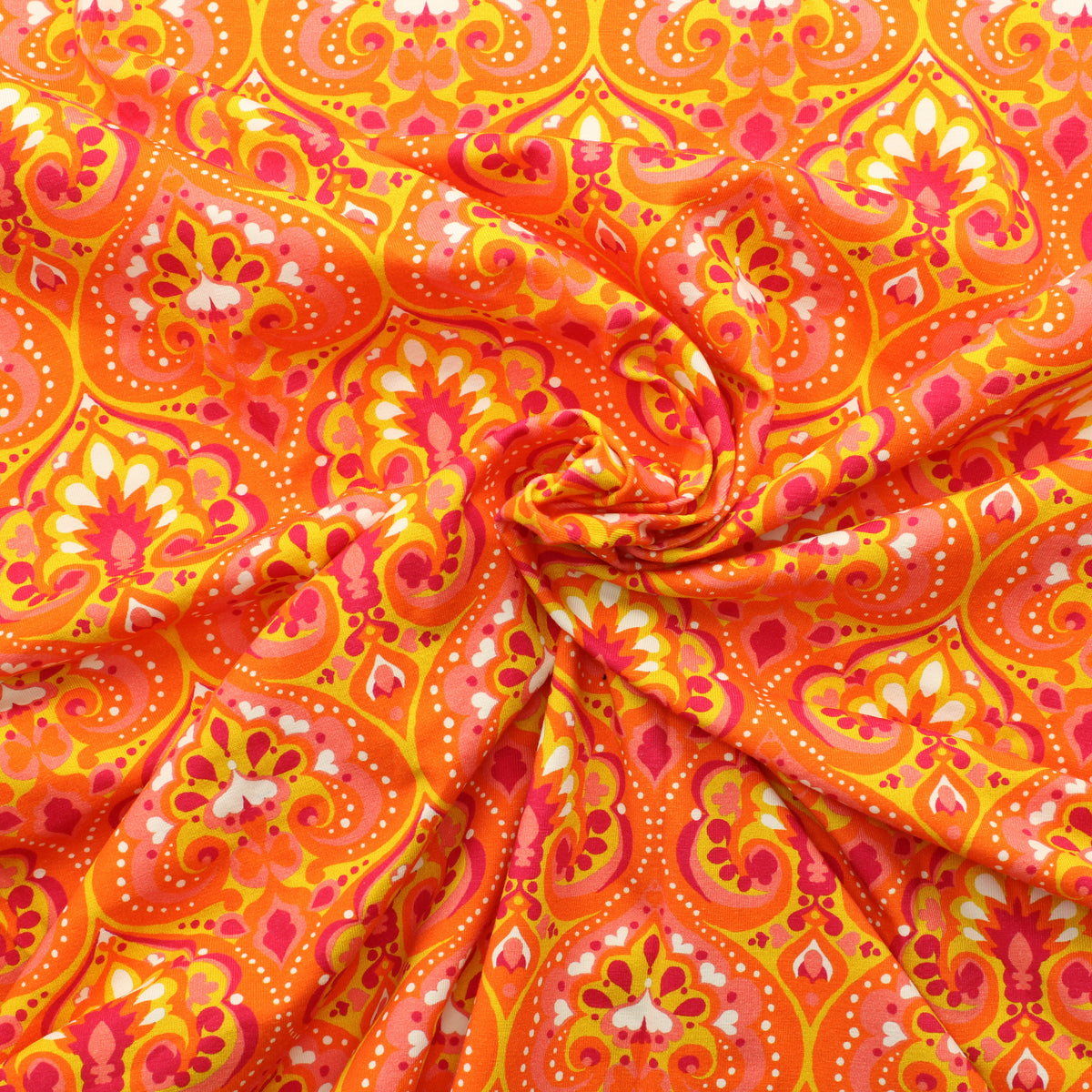 Oranssinsävyinen Paisley Trikoo - Pala