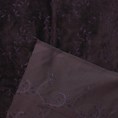 Kirjailtu Tummanvioletti Sametti - Pala
