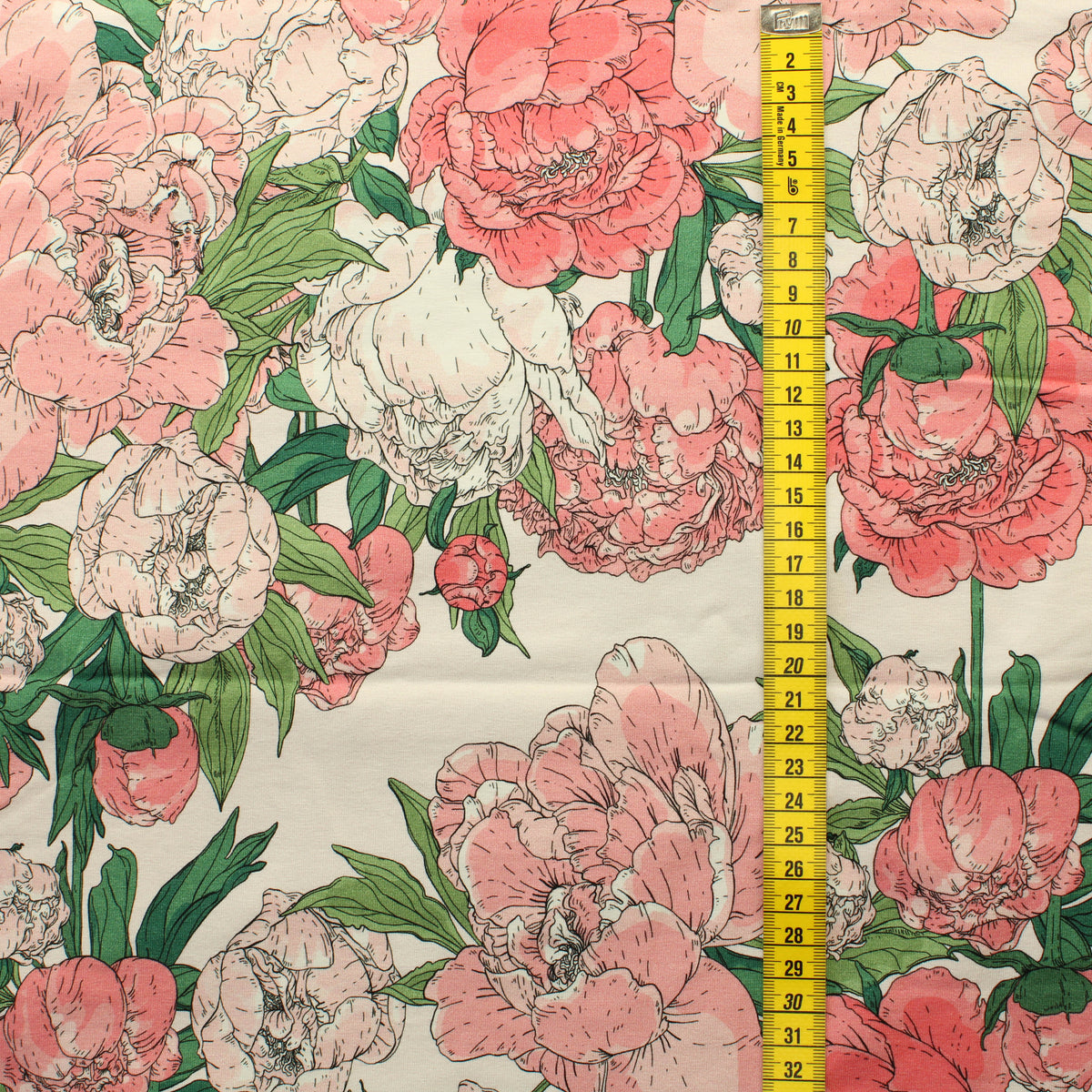 Nuppu Print Company Salainen Puutarha - Pionipilvi Trikoo - Pala