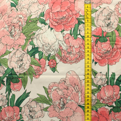 Nuppu Print Company Salainen Puutarha - Pionipilvi Trikoo - Pala