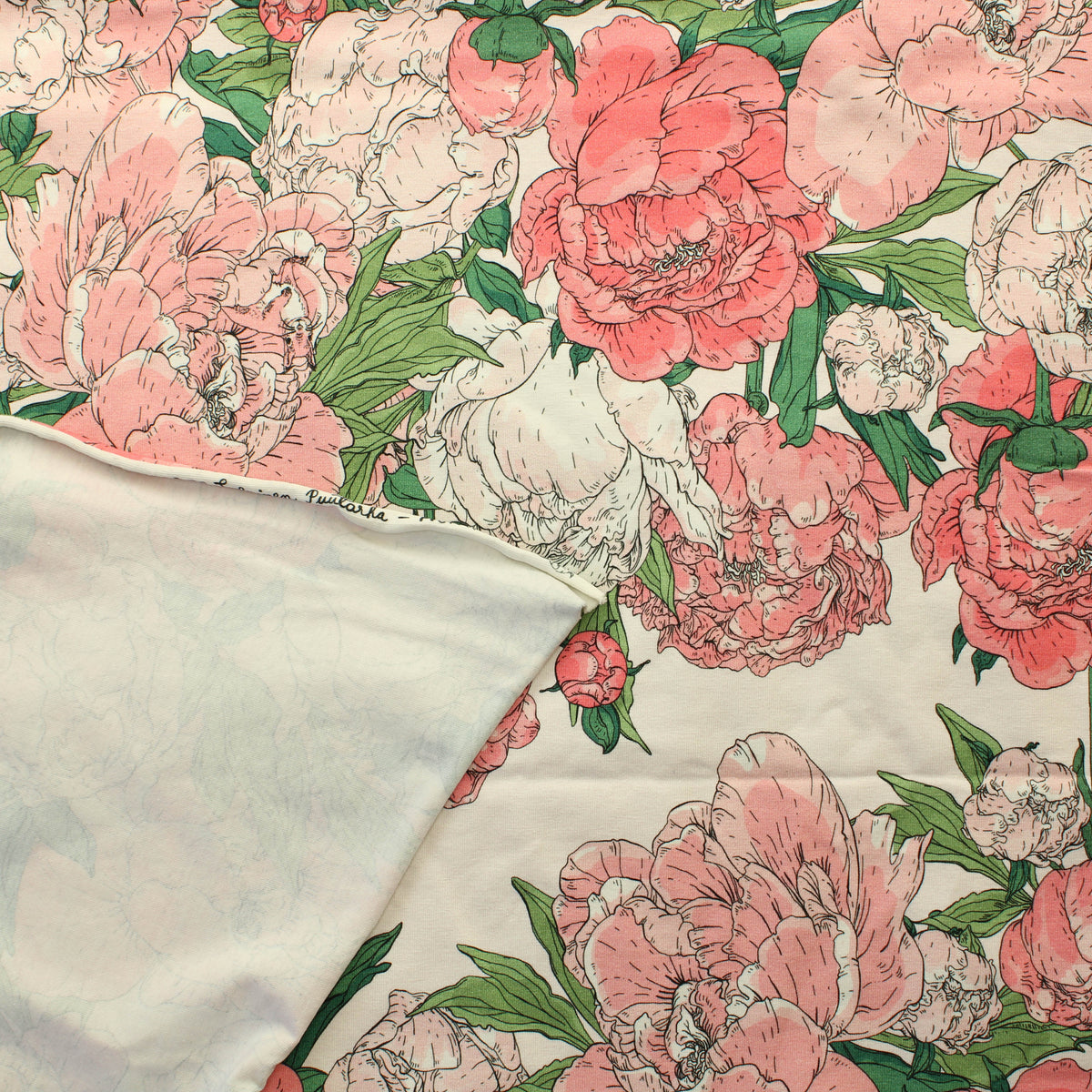 Nuppu Print Company Salainen Puutarha - Pionipilvi Trikoo - Pala