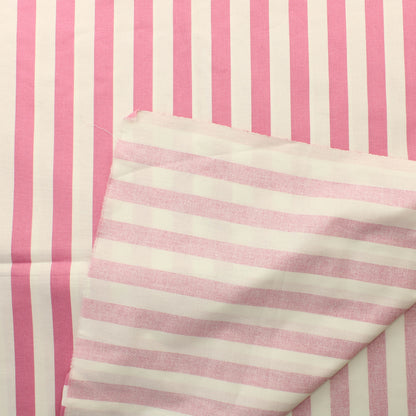 Pinkki-valkoinen Pystyraitainen Puuvillapalttina - Pala