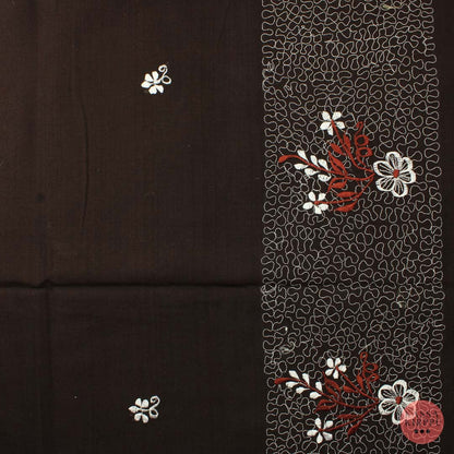Brown Embroidered Cotton - Piece