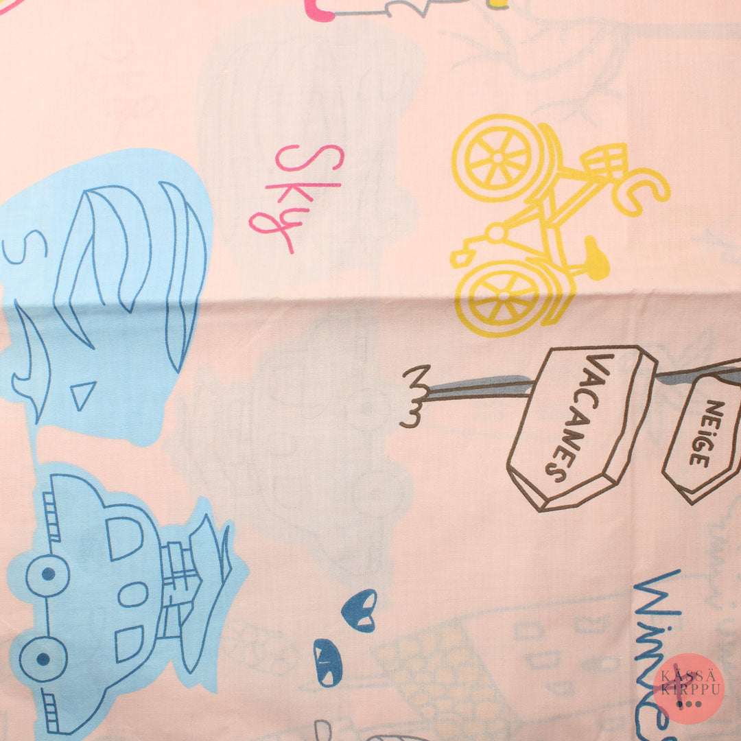 Vaaleanpunapohjainen lasten piirustukset Puuvilla - Pala