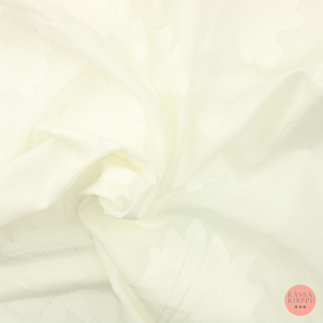 Valkoinen polttopainettu kukkakuvio Puuvilla - Pala