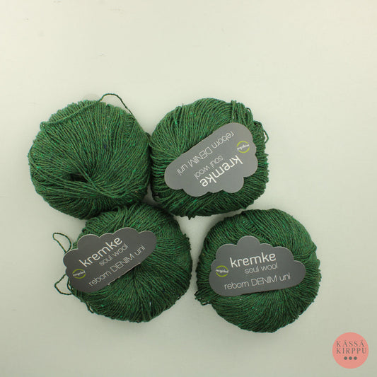 Kremke soul wool reborn denim uni - 163 vihreä Lankapussi