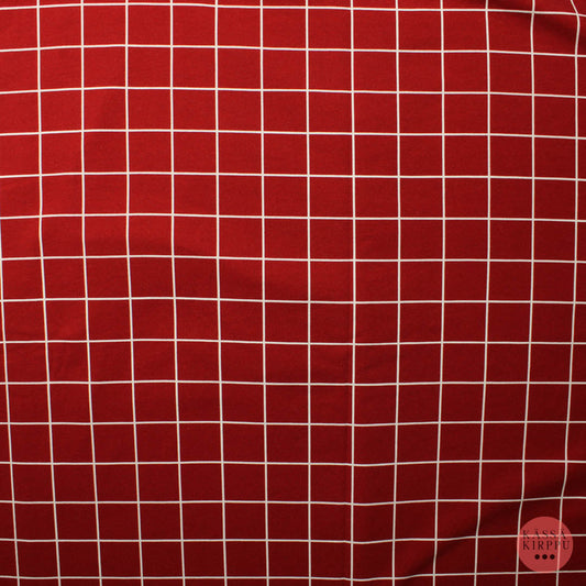 Tummanpunainen valkoiset ruutuviivat Trikoo - Pala