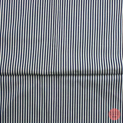 Sinivalkoinen raidallinen Puuvillasatiini - Pala