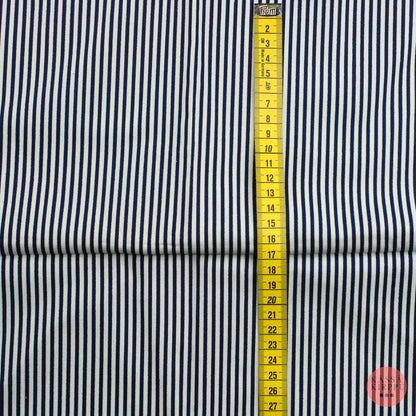 Sinivalkoinen raidallinen Puuvillasatiini - Pala