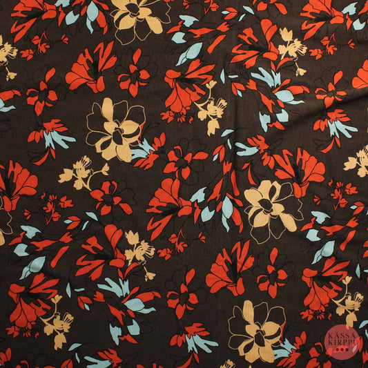 Ruskea pohjainen kukka Viskoositrikoo - Pala