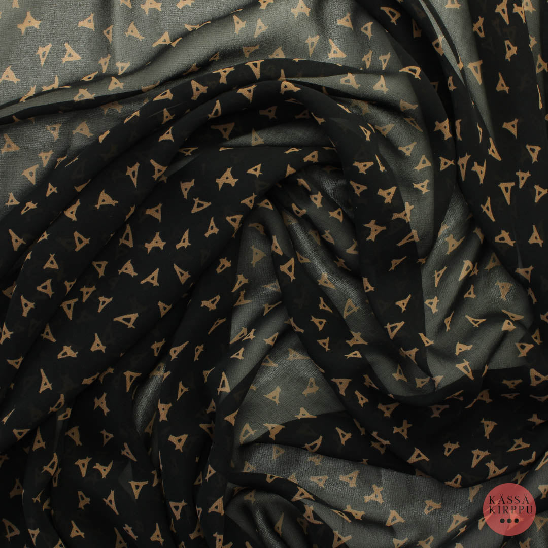 Musta-ruskea kuvioitu Sifonki - Pala