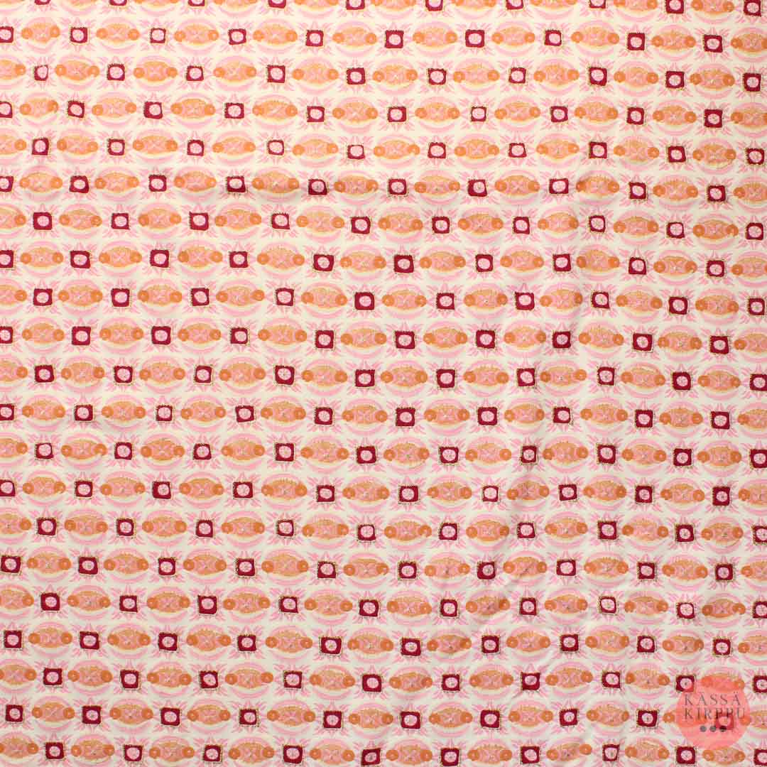 Punasävyinen kultakoriteinen kuviollinen Trikoo - Pala